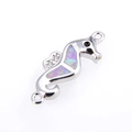 Connecteur hippocampe en argent avec incrustation d'opale rose et oxydes de zirconium - Argent Rose Hippocampe