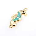 Connecteur hippocampe doré avec opale bleue et zircons pour la création de bijoux DIY - Or Vert Hippocampe