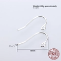 Polished S925 sterling silver earring hooks with 18mm length and 0.7mm wire diameter - Reverse 9-Shape Earring Hooks