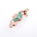 Connecteur hippocampe en or rose avec opale bleue pour création de bijoux DIY - Or Rose Vert Hippocampe