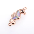 Connecteur hippocampe en or rose avec opale et zircons pour la création de bijoux - Or Rose Rose Hippocampe