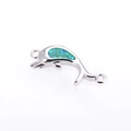 Connecteur dauphin en argent S925 avec incrustation d'opale bleue pour bijoux DIY - Argent Vert Dauphin