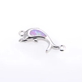 Connecteur dauphin en argent avec incrustation d'opale rose et anneaux doubles - Argent Rose Dauphin