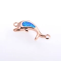 Connecteur dauphin en or rose avec incrustation d'opale bleue et doubles anneaux - Or Rose Bleu Dauphin