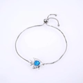 Adjustable fish-shaped bracelet with triangle blue opal stone and box chain - Tropical Fish / Silver & Blue