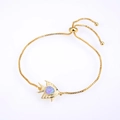 Adjustable gold box chain bracelet with a purple opal tropical fish charm for women - Tropical Fish / Gold Color / Pink