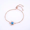 Adjustable rose gold fish bracelet featuring a blue opal triangle gemstone - Rose Gold Tone Blue Tropical Fish Opal