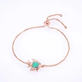 Rose gold adjustable fishtail bracelet with ocean blue opal stone and slider clasp - Rose Gold Tone Green Tropical Fish Opal