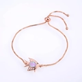 Adjustable rose gold angel fish bracelet with purple opal and sparkling cubic zirconia - Rose Gold Tone Pink Tropical Fish Opal