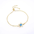 Adjustable gold turtle bracelet with blue opal stone and pavé crystal accents - Blue Sea Turtle / Gold