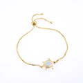 Adjustable gold turtle bracelet featuring iridescent opal inlay and zircon accents - Green Turtle / Gold