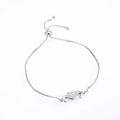 Adjustable seahorse bracelet with opal inlay and cubic zirconia in silver finish - White Gold Pink Double Seahorse Artificial Opal