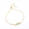 Adjustable gold seahorse bracelet featuring purple fire opal and sparkling zircon - Gold Pink Double Seahorse Artificial Opal