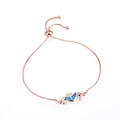 Rose gold seahorse bracelet with blue opal inlay and adjustable box chain for women - Rose Gold Blue Double Seahorse Artificial Opal