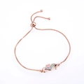 Adjustable rose gold seahorse bracelet with blue opal inlay and sparkling zircons - Rose Gold Tone Pink Double Seahorse Opal