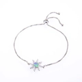 Silver adjustable sun charm bracelet with blue-green opal and sparkling crystals - Silver Tone Pink Sun/Starfish Opal