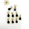 Set di 9 ciondoli a goccia dorati con zircone nero sfaccettato per gioielli fai-da-te - Nero