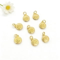 Set of 8 golden soccer ball charms with realistic texture for DIY jewelry making - Gold Football