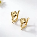 Gouden hartvormige U-type oorhaken met gepolijste afwerking voor DIY-sieraden maken - Gouden Hart Oorbel Sluiting Onderdeel