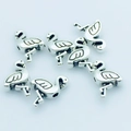Set of six vintage silver flamingo alloy beads with center holes for DIY jewelry making - Antique Silver Flamingo Connector