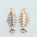 Detalle de colgantes de espina de pescado en oro rosa con incrustación de ópalo para joyería DIY - Oro Rosa + Opalo Azul (Solo Conector)