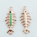 Colgante de espina de pescado en oro rosa con incrustación de ópalo verde y aros dobles - Oro Rosa + Opalo Verde (Solo Conector)
