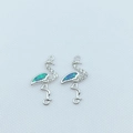 Connecteurs de cygne en opale et cuivre argenté avec zircons brillants pour bijoux DIY - Connecteur Double Trou Flamant Rose