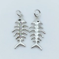 Macro detail of silver fishbone pendants featuring colorful synthetic opal inlay detail - Platinum / Pink (Pendant Only)
