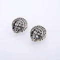 Antique silver zinc alloy Indian head charm beads with detailed feather headdress - Antique Silver
