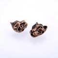 Vintage bronze tiger head alloy beads with detailed textured engraving for DIY jewelry - Antique Red Copper