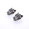 Macro detail of gunmetal leopard head charm with intricate texture for jewelry making - Gunmetal Black