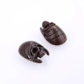Vintage bronze skull beads with Native American chief feather design for DIY jewelry - Antique Red Copper