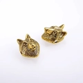 Golden wolf head alloy beads for DIY bracelet making featuring detailed fur texture - Antique Gold