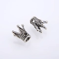 Vintage silver crown alloy charms with textured finish for DIY jewelry making - Antique Silver