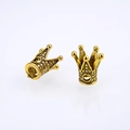 Vintage gold 3D crown charms for DIY jewelry making with detailed dot texture - Antique Gold