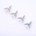 Detalle de cuatro colgantes de pájaro con piedras de ópalo y alas de circón brillante - Plata Color Mezclado Opale