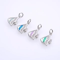 Set de cuatro colgantes de pez atún con incrustaciones de ópalo colorido y detalles zirconita - Plata Color Mezclado Opale