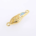 Detail der vergoldeten Opal Engel Flügel Verbinder mit mikro-eingelegten Zirkonia - Gold Rosa Opal