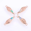 Roségoldene Engelsflügel-Verbinder mit Opal und Zirkonia für DIY-Schmuckherstellung - Roségold Mehrfarbig