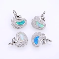 Elegant swan pendants with opal inlay and sparkling zircons in a multi-color set - Platinum Mixed Opal Colors