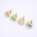 Creative swan opal pendants with gold plating and white zircon accents in four colors - Gold Mixed Opal Colors