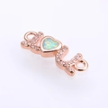 Rose gold heart-shaped connector with opal center and micro-pave cubic zirconia accents - Rose Gold White