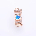 Rose gold heart pendant with blue opal and sparkling cubic zirconia stones - Rose Gold Blue