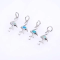 Sparkling flamingo pendant charms set with opal stones in white gold plated metal - Platinum Opal Pendant Mixed Colors