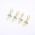 Detailed set of four gold-plated flamingo pendants featuring colorful opal stone inlays - Gold Opal Pendant Mixed Colors
