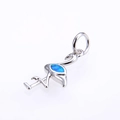 Polished silver flamingo pendant with vibrant blue opal inlay for necklaces and bracelets - Platinum Blue Opal Pendant