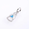Ciondolo biberon in argento con opale a cuore blu e dettagli in zirconi cubici - Argento Blu Opale