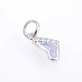 Opal foot pendant in silver copper with zircon inlay for DIY necklace jewelry making - Platinum Pink Opal Pendant