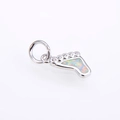 Opal baby footprint pendant in copper with zircon stones and rainbow sheen finish - Platinum White Opal Pendant