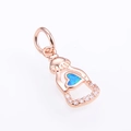 Dettaglio pendente bottiglia cuore opale oro rosa con pietra blu e zirconi bianchi - Oro Rosa Blu Opale